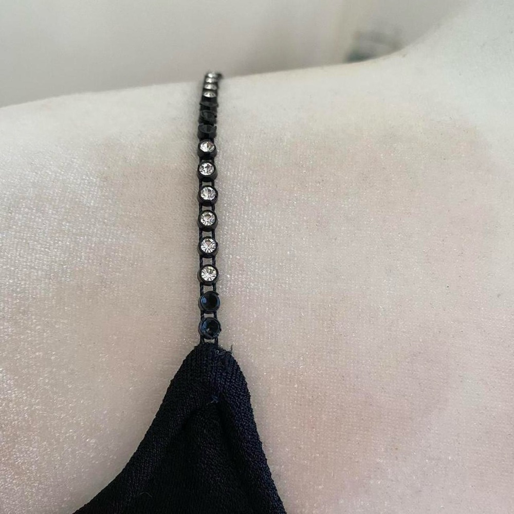 Black Mini Cami Dress With Jewel Straps - Picture 4 of 4